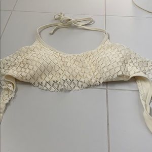 Cream lace bathing suit top